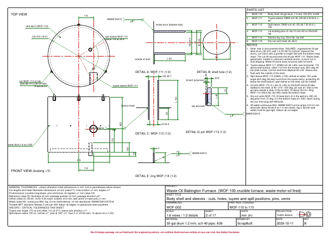 Rendered WOF-100 drawing sheet, drawing preview / page 3